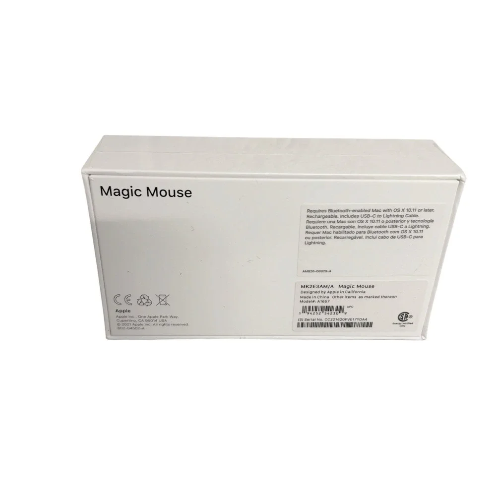 Apple Magic Mouse MK2E3AM/A Wireless Bluetooth Multi-Touch Mouse White Sealed
